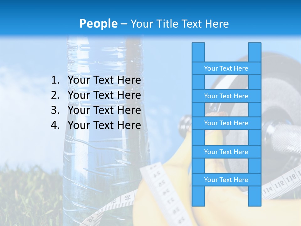 A Bottle Of Water, A Measuring Tape, A Banana, And A Measuring Tape PowerPoint Template