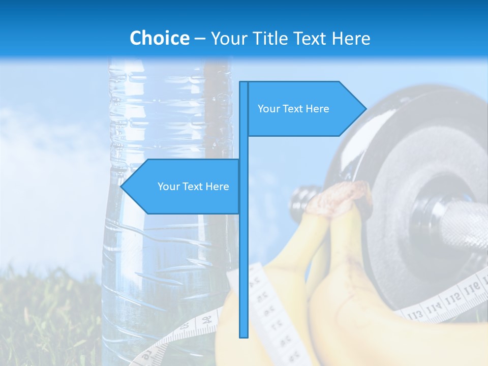 A Bottle Of Water, A Measuring Tape, A Banana, And A Measuring Tape PowerPoint Template