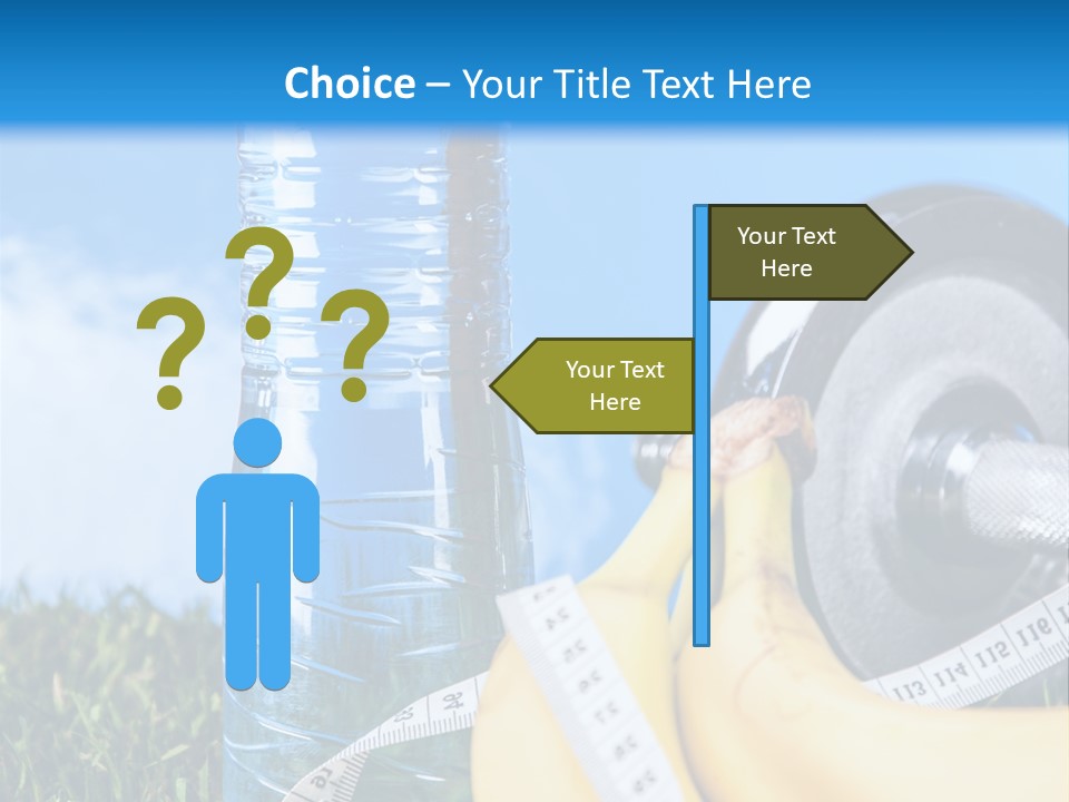 A Bottle Of Water, A Measuring Tape, A Banana, And A Measuring Tape PowerPoint Template