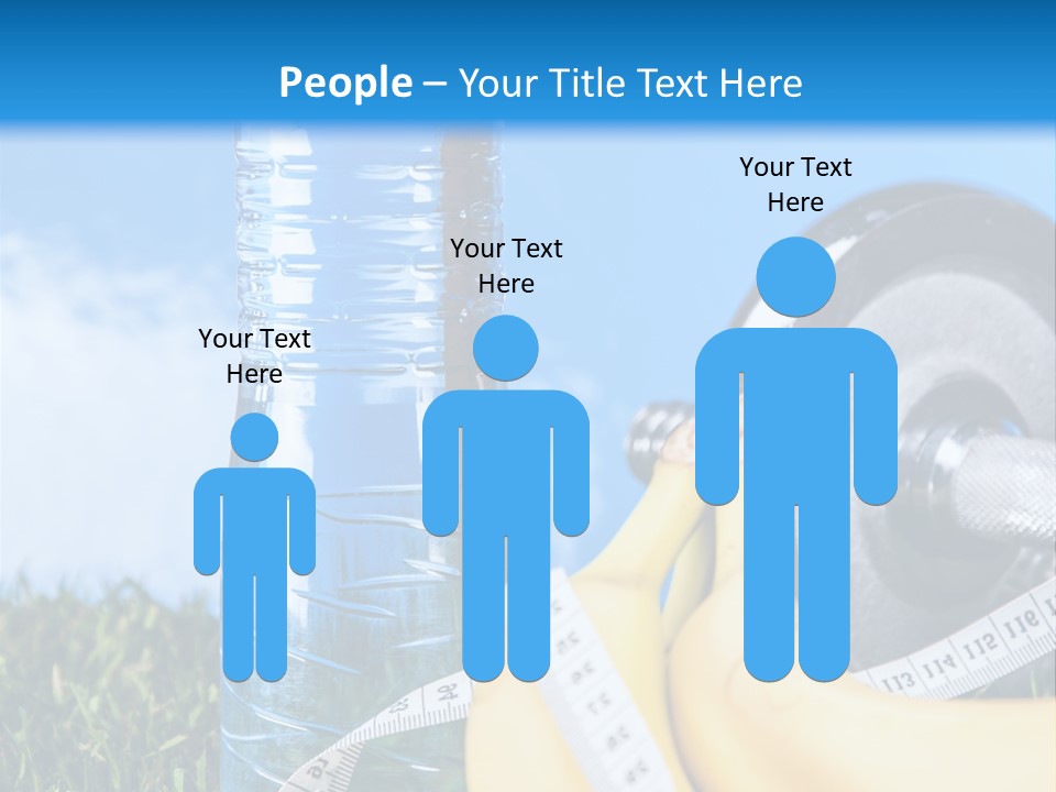 A Bottle Of Water, A Measuring Tape, A Banana, And A Measuring Tape PowerPoint Template