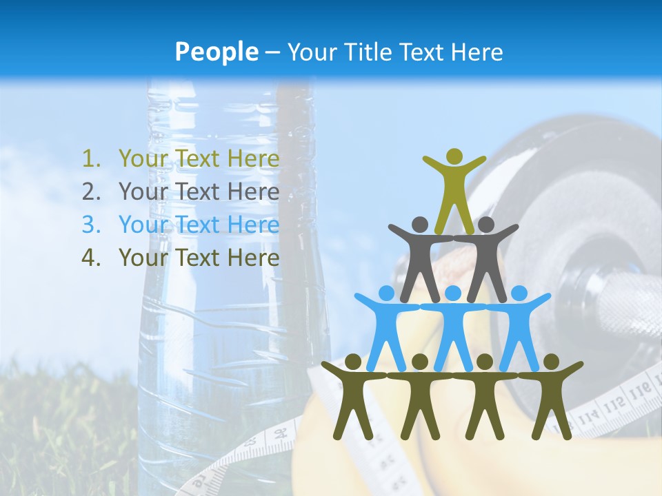 A Bottle Of Water, A Measuring Tape, A Banana, And A Measuring Tape PowerPoint Template