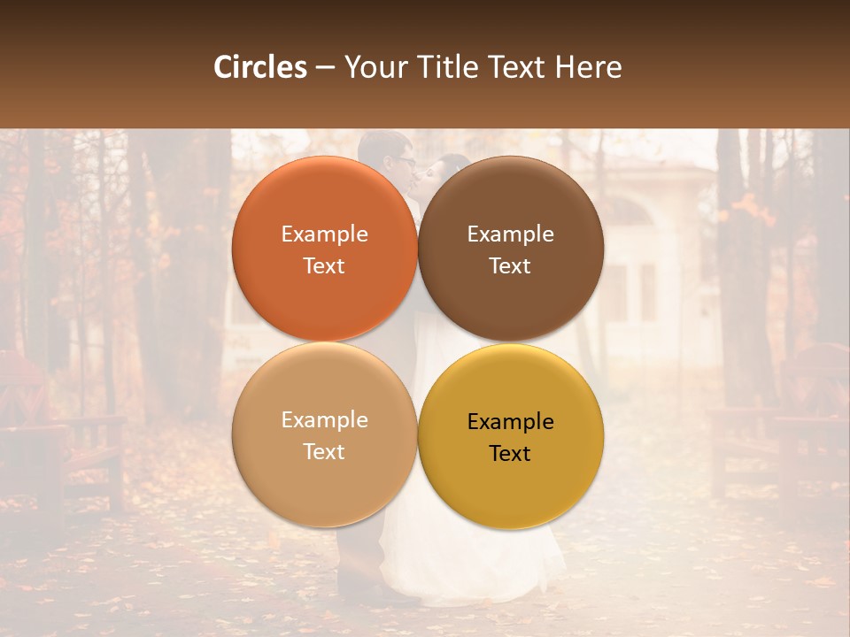 A Bride And Groom Kissing In A Park PowerPoint Template