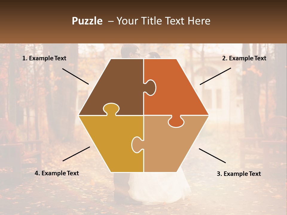 A Bride And Groom Kissing In A Park PowerPoint Template