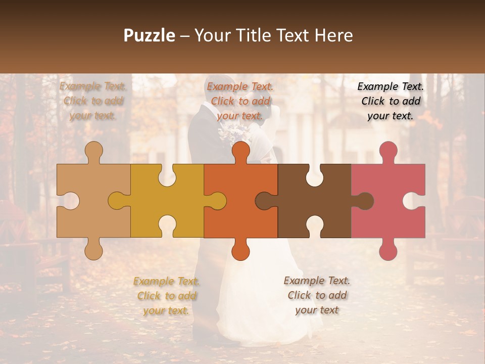 A Bride And Groom Kissing In A Park PowerPoint Template