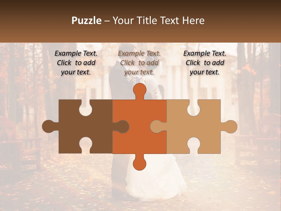 A Bride And Groom Kissing In A Park PowerPoint Template