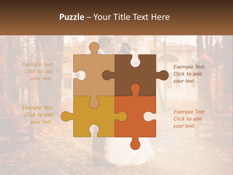 A Bride And Groom Kissing In A Park PowerPoint Template