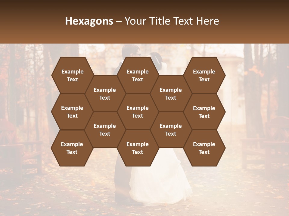 A Bride And Groom Kissing In A Park PowerPoint Template