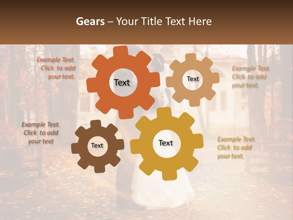 A Bride And Groom Kissing In A Park PowerPoint Template