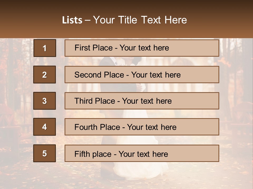A Bride And Groom Kissing In A Park PowerPoint Template