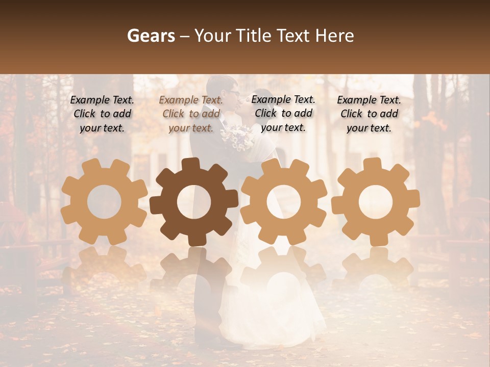 A Bride And Groom Kissing In A Park PowerPoint Template