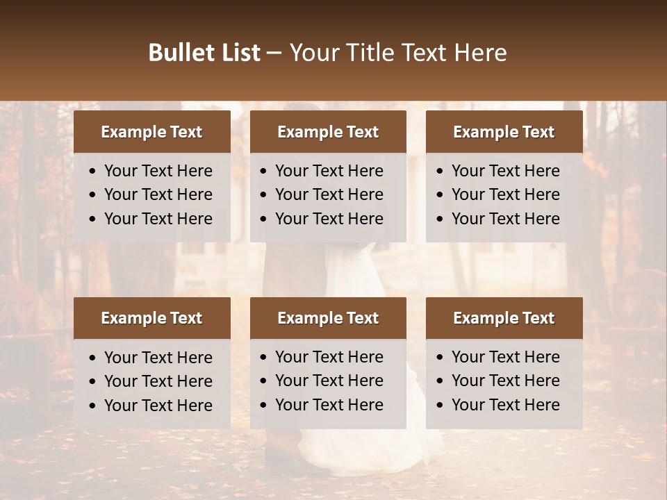 A Bride And Groom Kissing In A Park PowerPoint Template