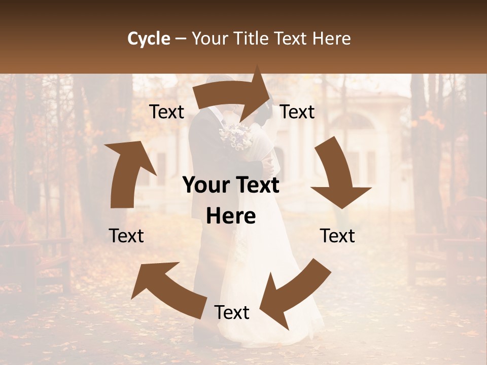 A Bride And Groom Kissing In A Park PowerPoint Template