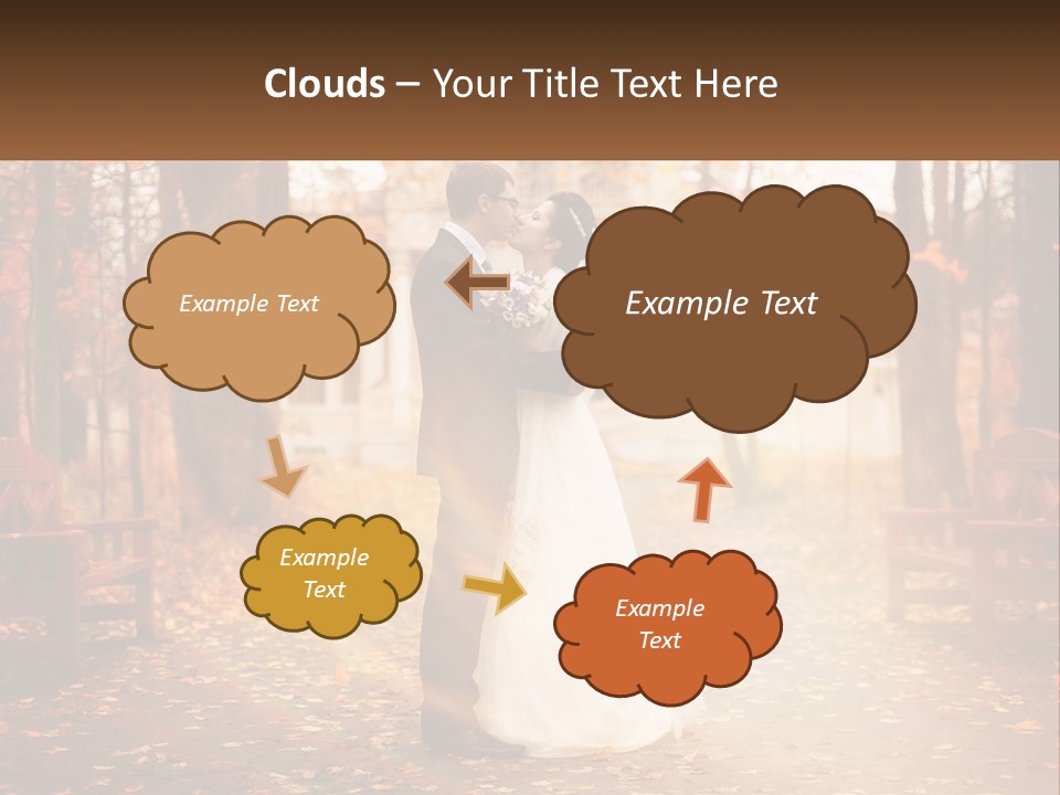 A Bride And Groom Kissing In A Park PowerPoint Template