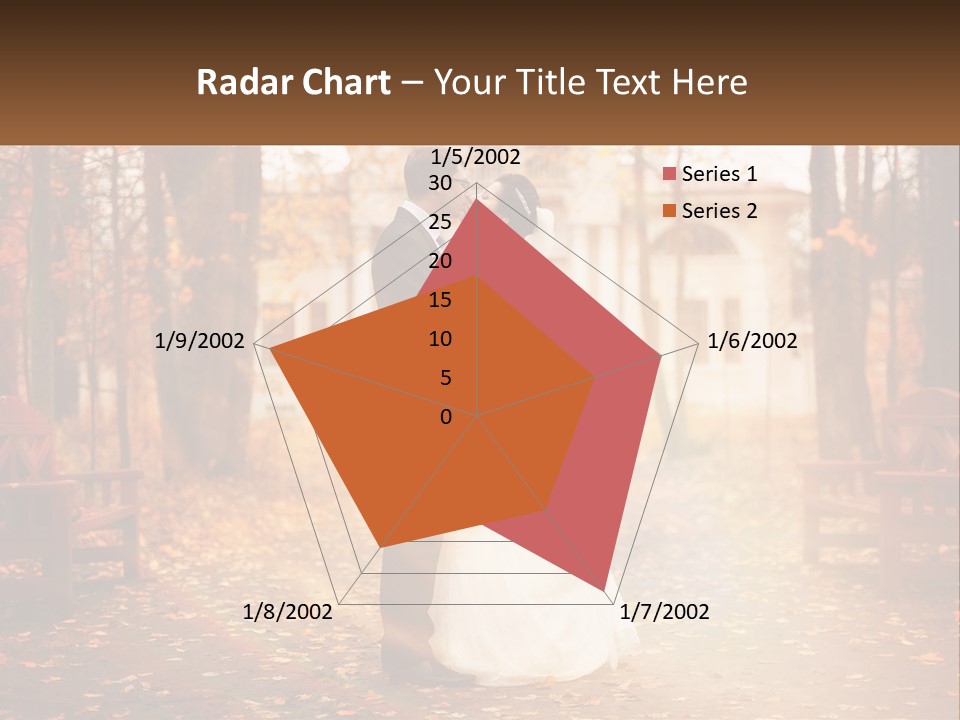 A Bride And Groom Kissing In A Park PowerPoint Template