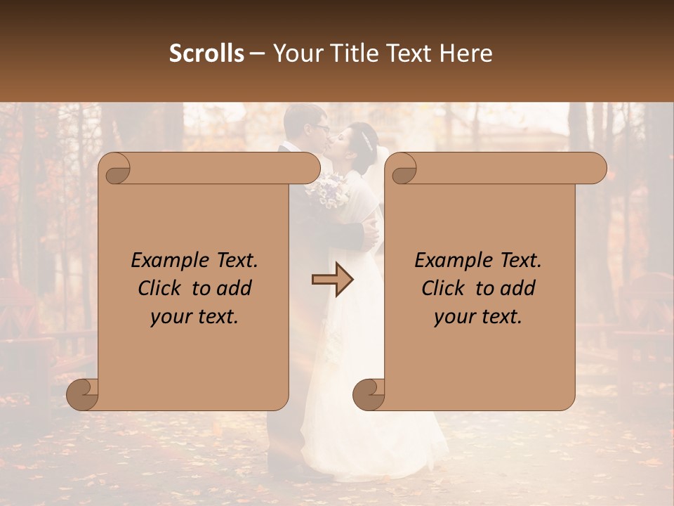 A Bride And Groom Kissing In A Park PowerPoint Template