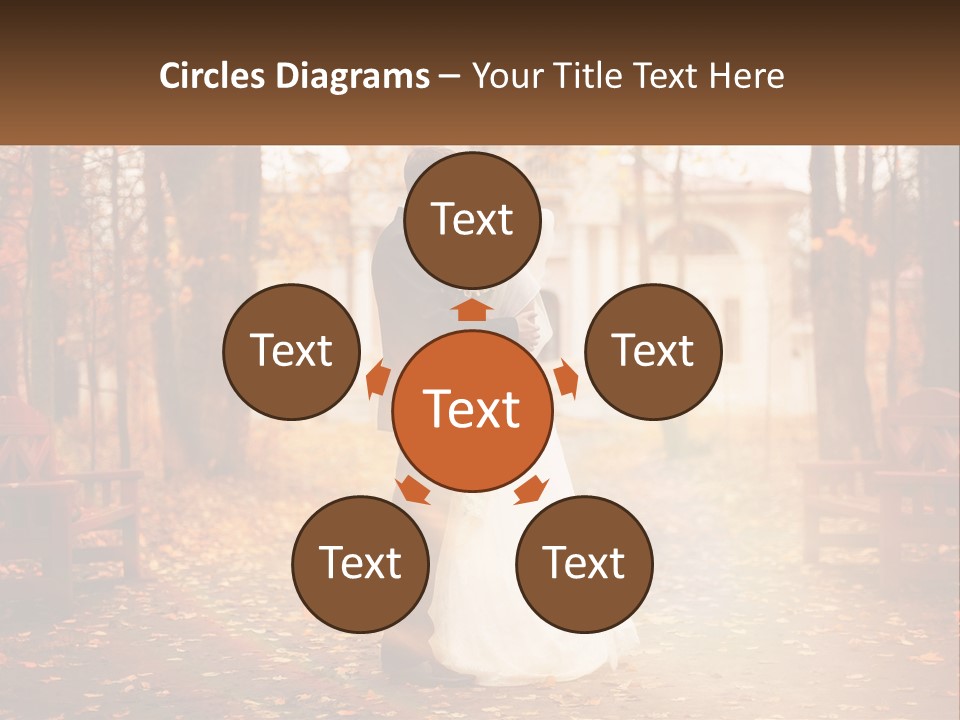 A Bride And Groom Kissing In A Park PowerPoint Template