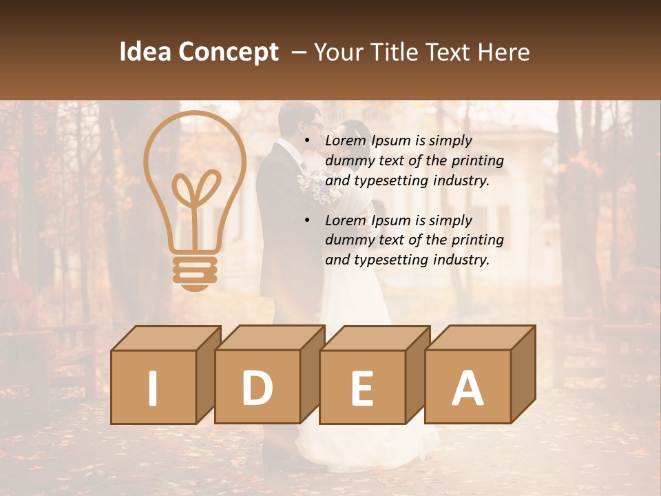 A Bride And Groom Kissing In A Park PowerPoint Template