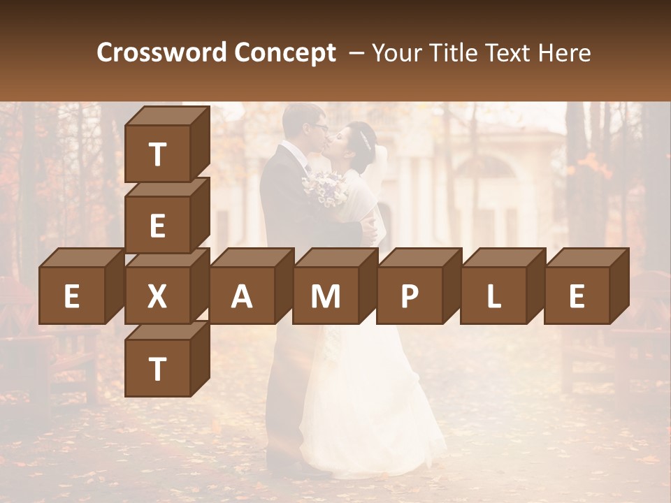 A Bride And Groom Kissing In A Park PowerPoint Template