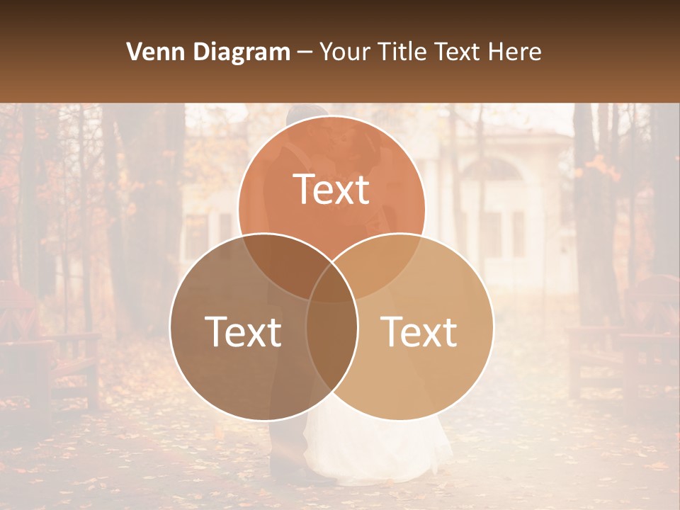 A Bride And Groom Kissing In A Park PowerPoint Template