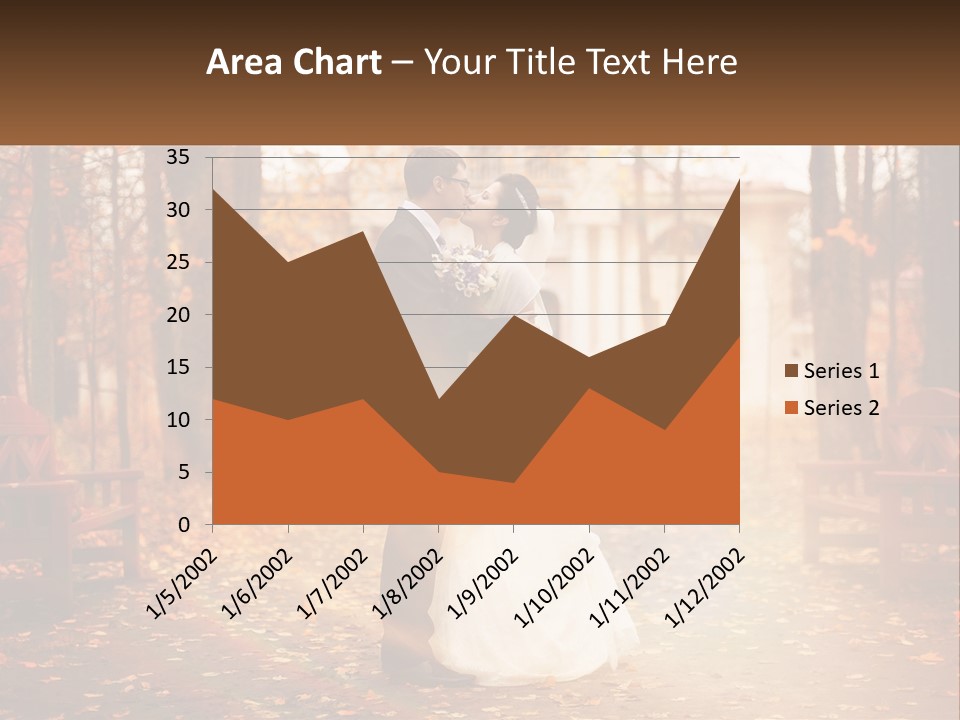 A Bride And Groom Kissing In A Park PowerPoint Template