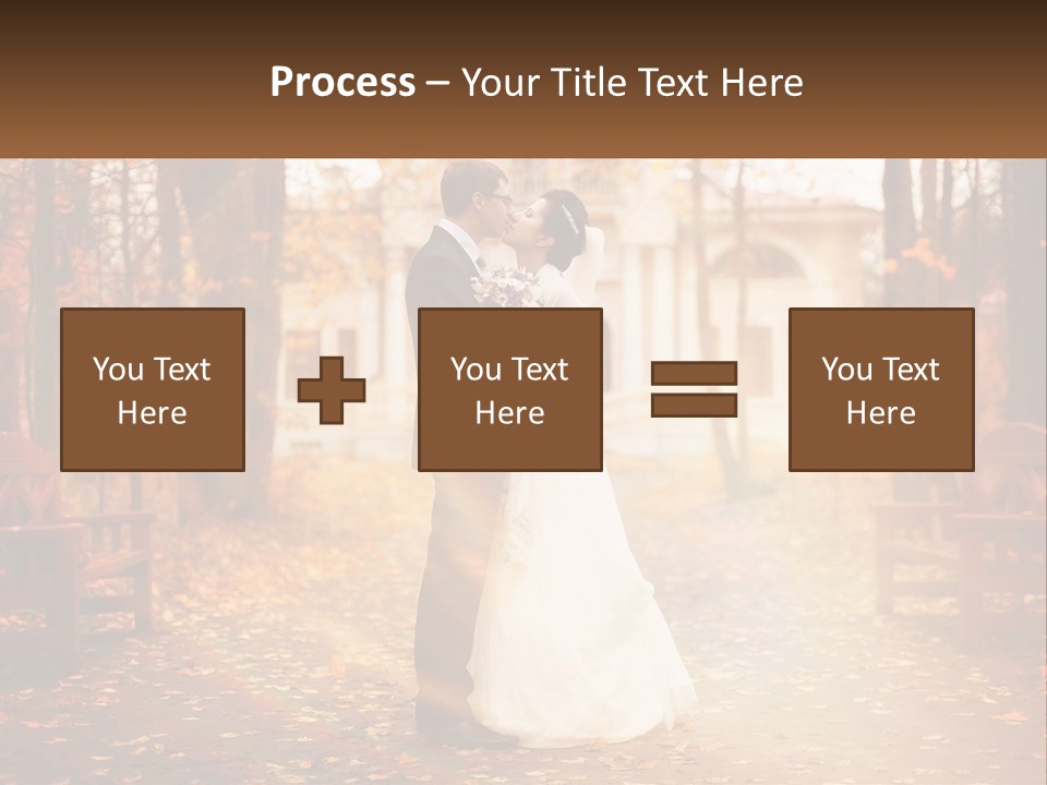 A Bride And Groom Kissing In A Park PowerPoint Template