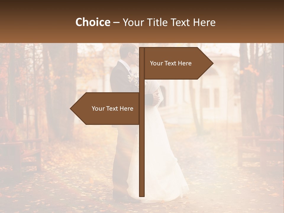 A Bride And Groom Kissing In A Park PowerPoint Template