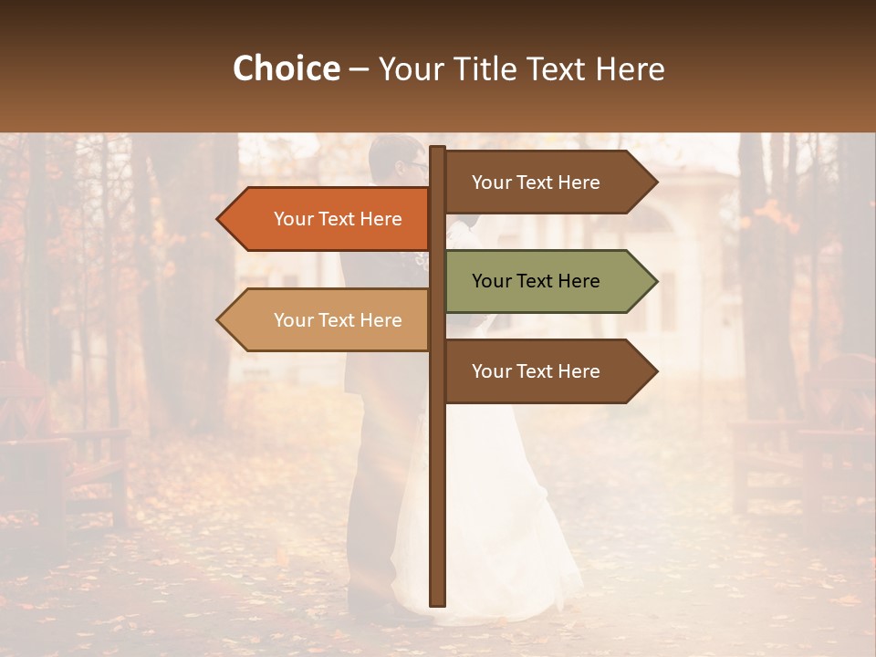 A Bride And Groom Kissing In A Park PowerPoint Template