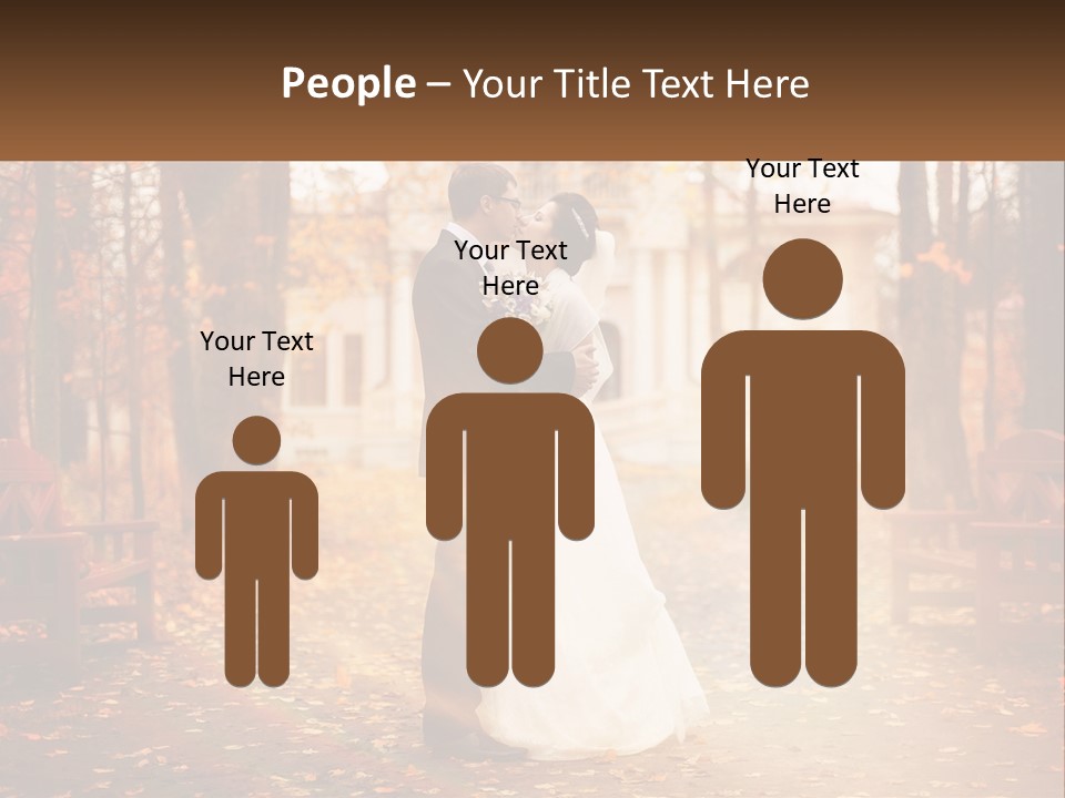 A Bride And Groom Kissing In A Park PowerPoint Template