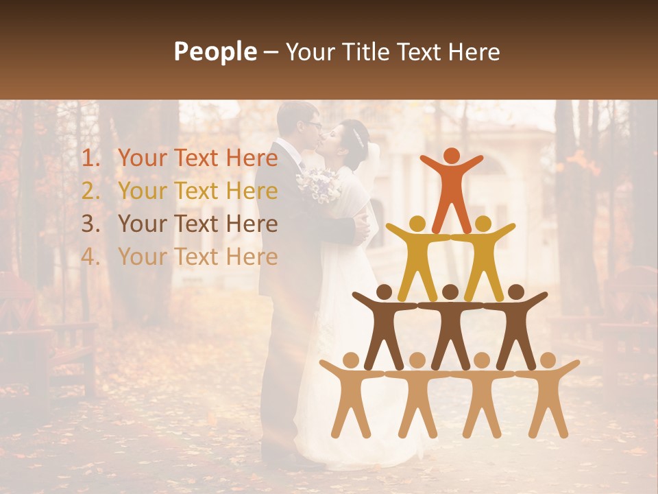 A Bride And Groom Kissing In A Park PowerPoint Template