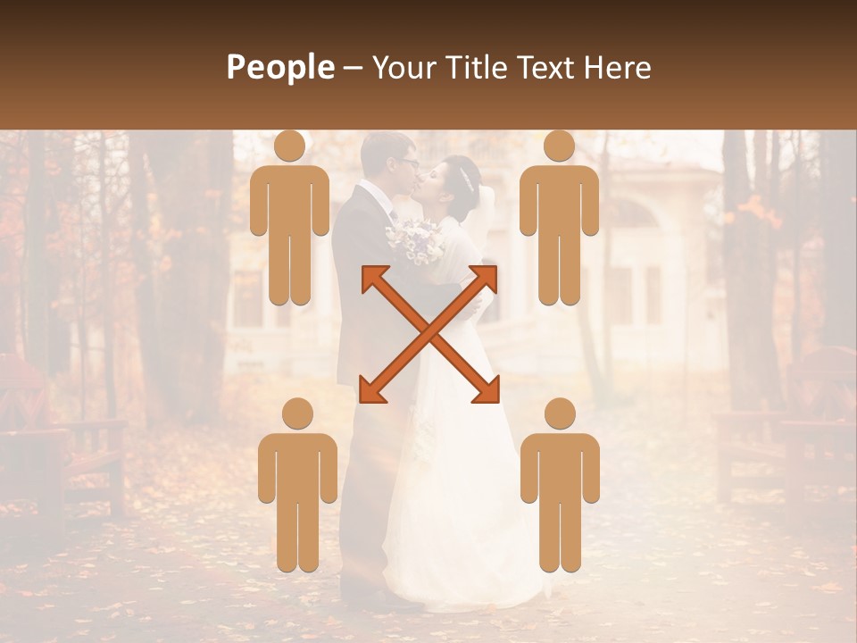 A Bride And Groom Kissing In A Park PowerPoint Template