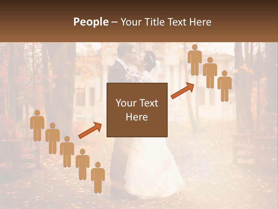 A Bride And Groom Kissing In A Park PowerPoint Template