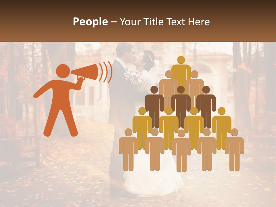 A Bride And Groom Kissing In A Park PowerPoint Template