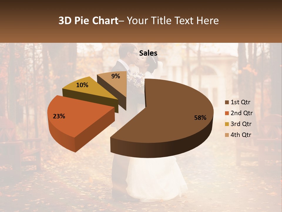A Bride And Groom Kissing In A Park PowerPoint Template