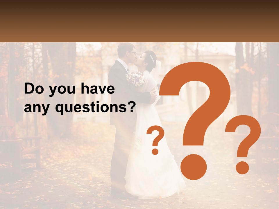 A Bride And Groom Kissing In A Park PowerPoint Template