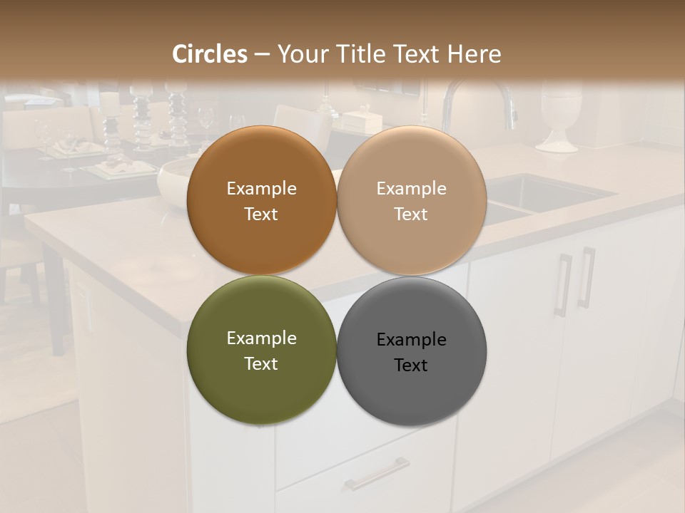 A Kitchen With A Center Island And A Sink PowerPoint Template