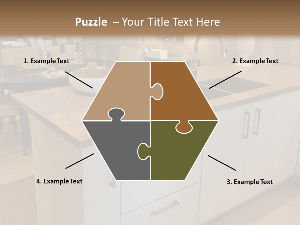 A Kitchen With A Center Island And A Sink PowerPoint Template