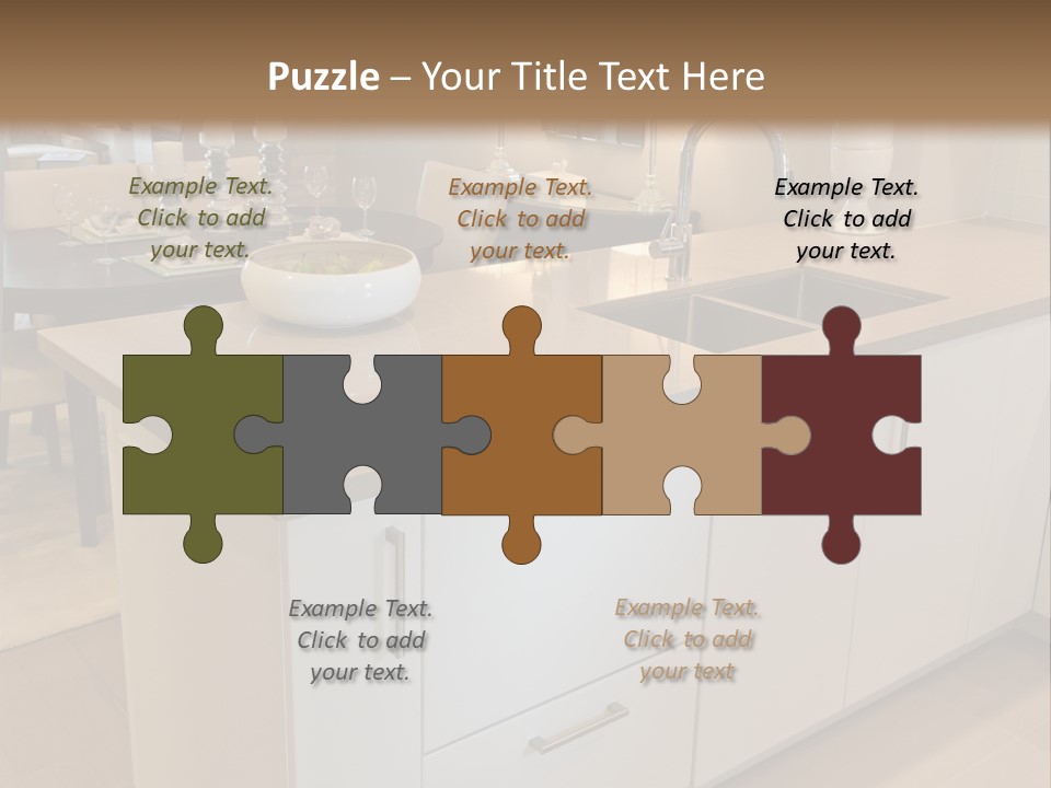 A Kitchen With A Center Island And A Sink PowerPoint Template