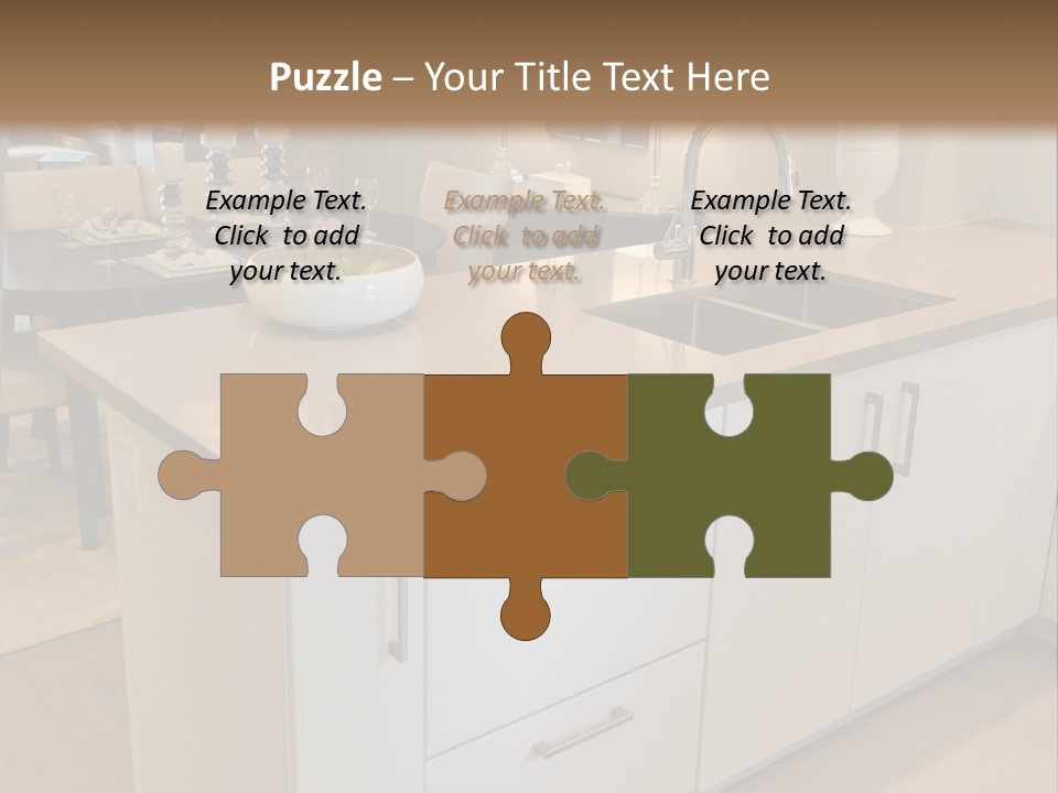 A Kitchen With A Center Island And A Sink PowerPoint Template