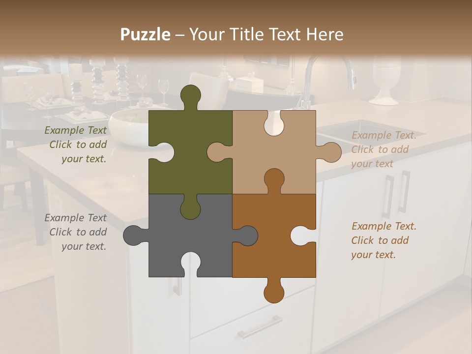 A Kitchen With A Center Island And A Sink PowerPoint Template