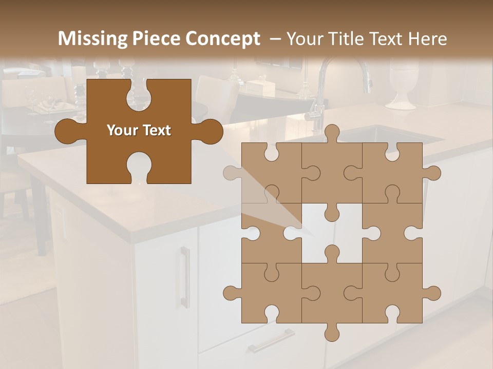 A Kitchen With A Center Island And A Sink PowerPoint Template