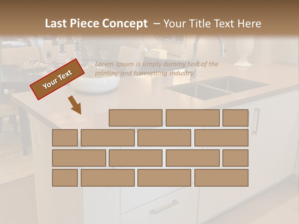 A Kitchen With A Center Island And A Sink PowerPoint Template