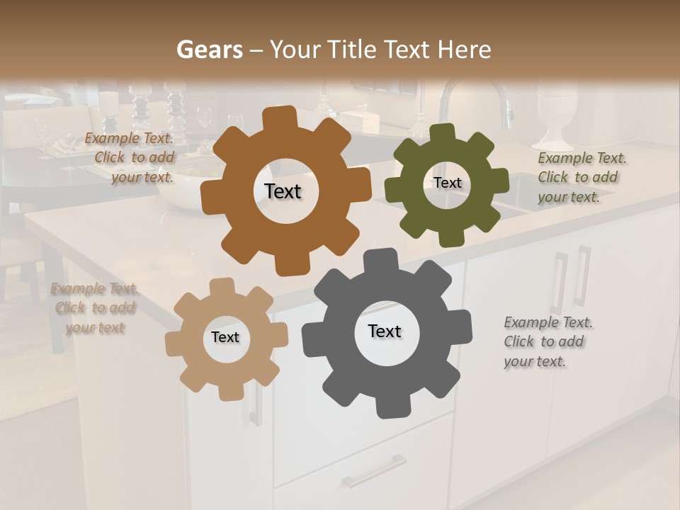A Kitchen With A Center Island And A Sink PowerPoint Template