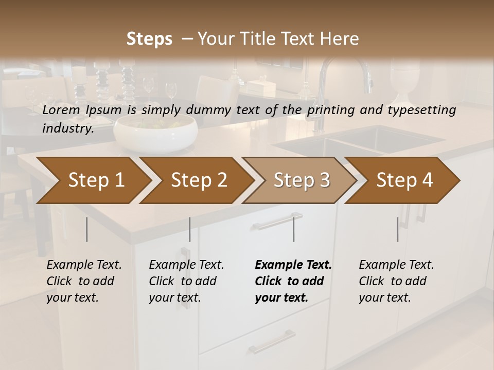 A Kitchen With A Center Island And A Sink PowerPoint Template