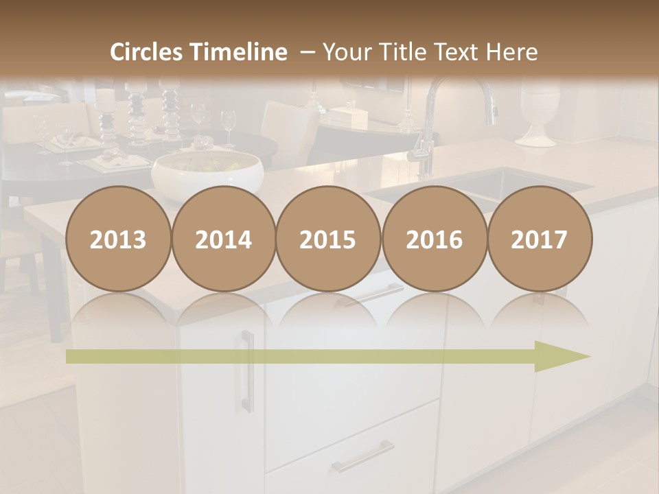 A Kitchen With A Center Island And A Sink PowerPoint Template