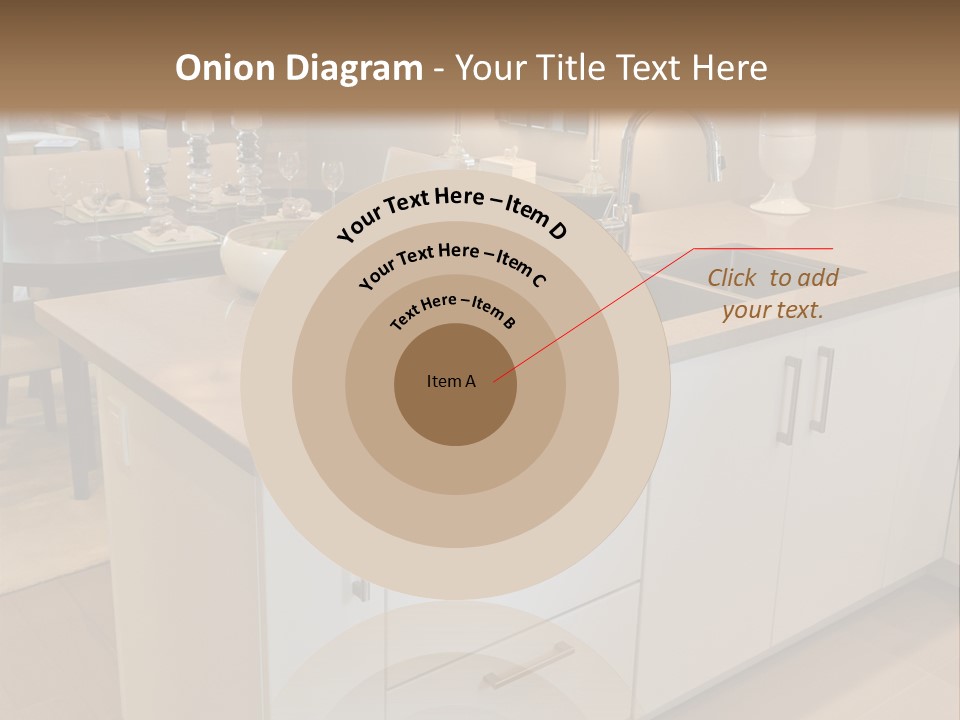 A Kitchen With A Center Island And A Sink PowerPoint Template