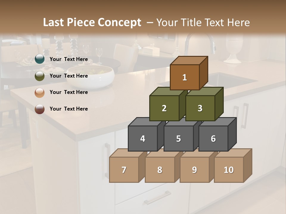 A Kitchen With A Center Island And A Sink PowerPoint Template