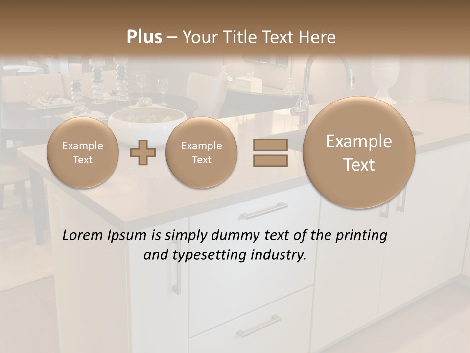 A Kitchen With A Center Island And A Sink PowerPoint Template