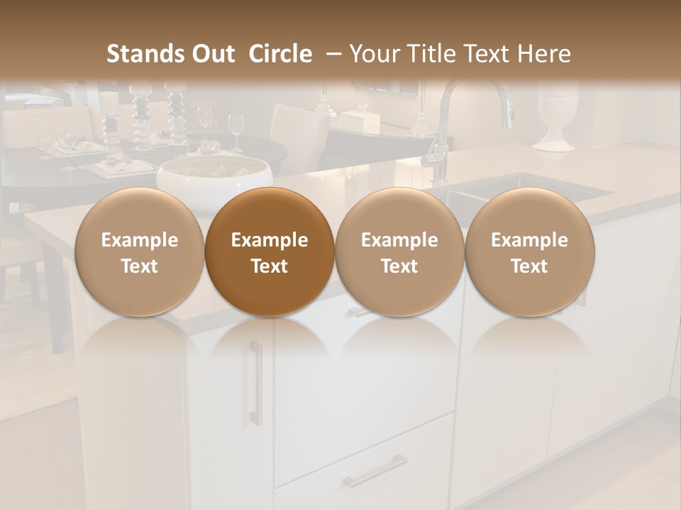 A Kitchen With A Center Island And A Sink PowerPoint Template