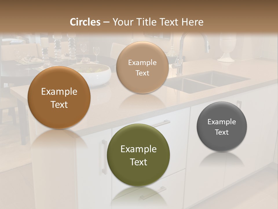 A Kitchen With A Center Island And A Sink PowerPoint Template