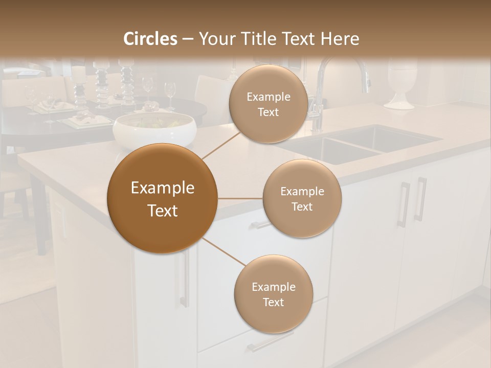 A Kitchen With A Center Island And A Sink PowerPoint Template